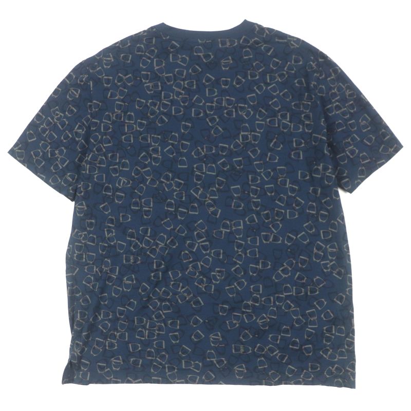 Hermes 100% Cotton Etrier Print All Over Pattern Crew Neck Short Sleeves Short