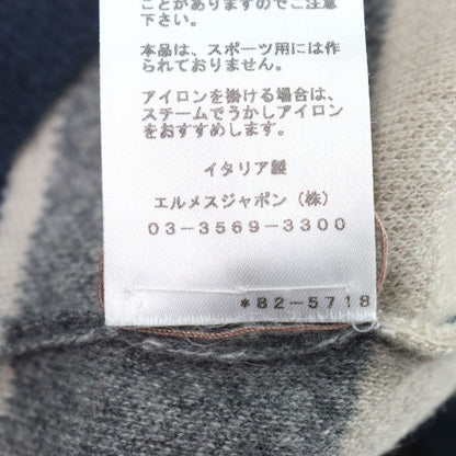 Hermes 100% Cashmere Crewneck Sweater Knit Multicolor Striped Pattern M Made In