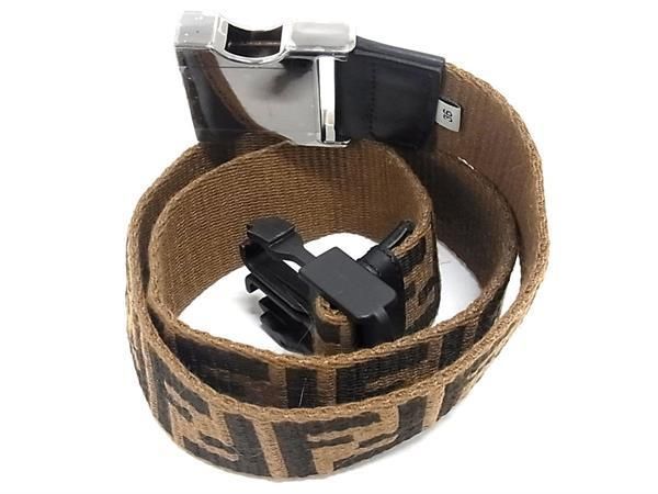 Belt Men's Women's Brownish-black Bk2585 Fendi Zucca Pattern Canvas And