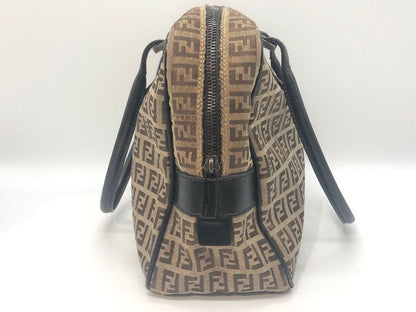 Fendi Zucca Pattern 2241-8bn005-019 Nylon Canvas X Leather Handbag Tote Brown
