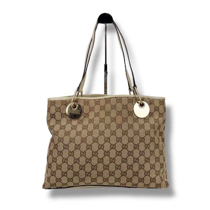 Gucci Mini Tote Bag Beige White GG Canvas GG Pattern Shoulder