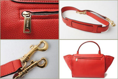 Celine Handbag Shoulder Bag Celine Trapeze 169543 RED 2-way With Strap