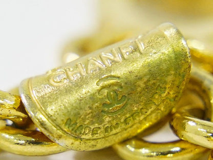 Authentic Chanel Logo Long Necklace Pendant GP Gold Plated Accessories Jewelry