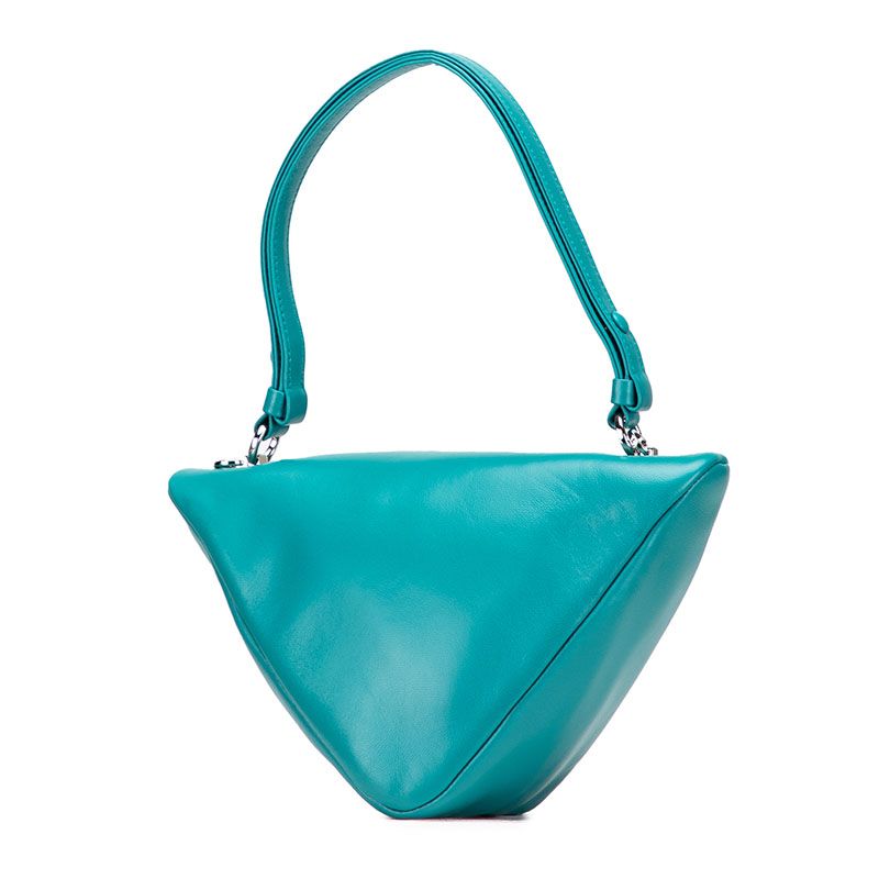 Prada Triangle Handbag Shoulder Bag 2WAY 1ba315 Blue Green Padded Nappa Leather