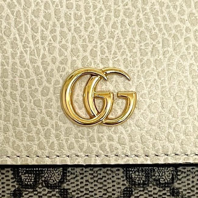 Gucci Bifold Wallet Beige White Marmont 598587 Excellent Condition