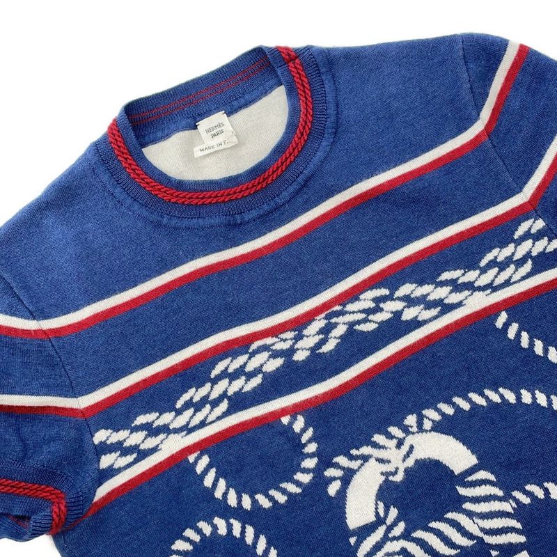 Hermes Short Sleeve Knit Kanoe Cashmere Silk 34 Top