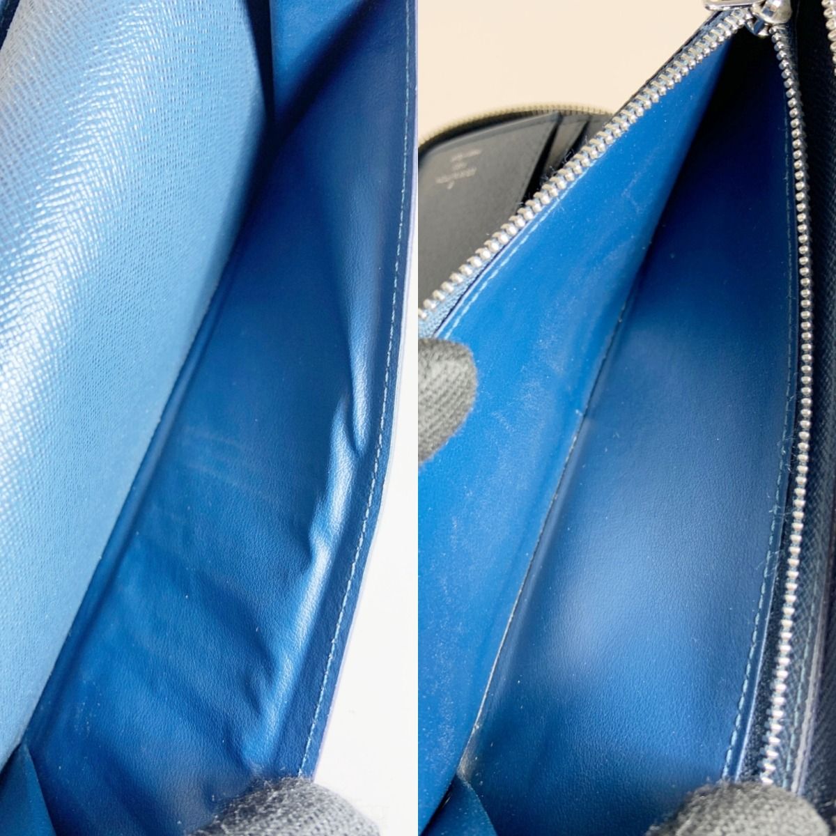 Louis Vuitton Taiga Zippy Wallet Vertical Round Zipper Long Wallet M30510 Navy