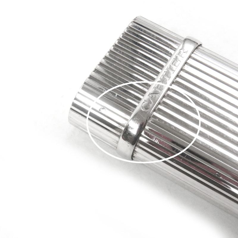 Cartier Godron Stripe Pattern Oval Shape Gas Lighter Smoking Tool