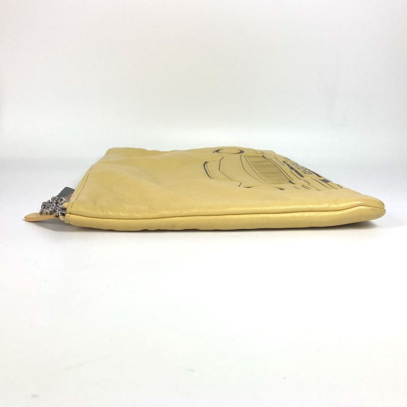 Chanel Clutch Bag Coco Havana Car Logo Leather Yellow