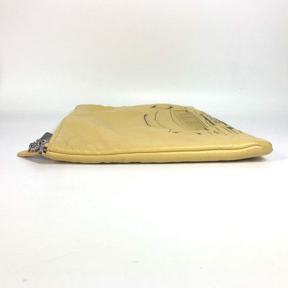 Chanel Clutch Bag Coco Havana Car Logo Leather Yellow