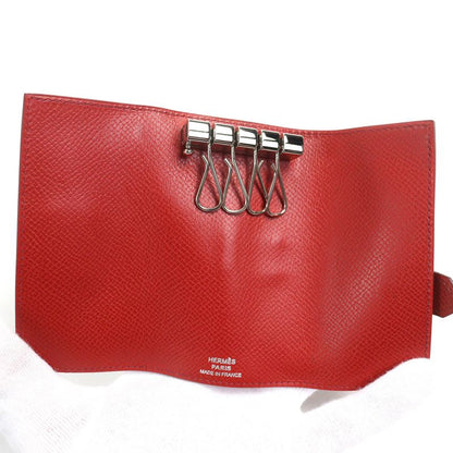 Hermes Bearn H Logo Silver Hardware Vaux Epson 4-ribbon Key Case Red L