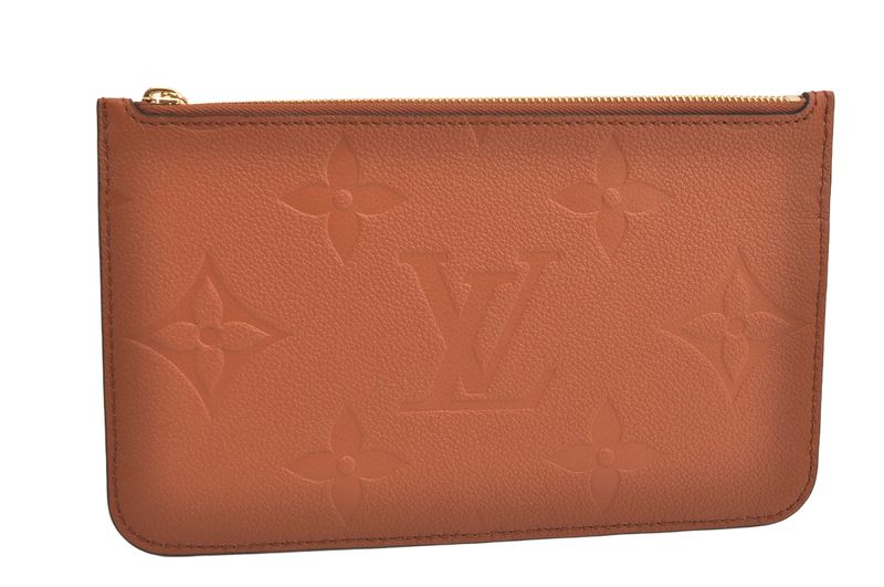 Louis Vuitton Monogram Empreinte Neverfull Pouch Wallet Brown LV 3397n