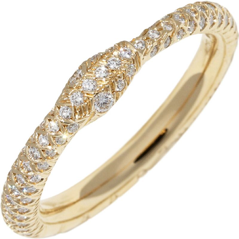 Gucci 18K Yellow Gold Pave Diamond Ouroboros Ring Width 25mm (010in) 372293