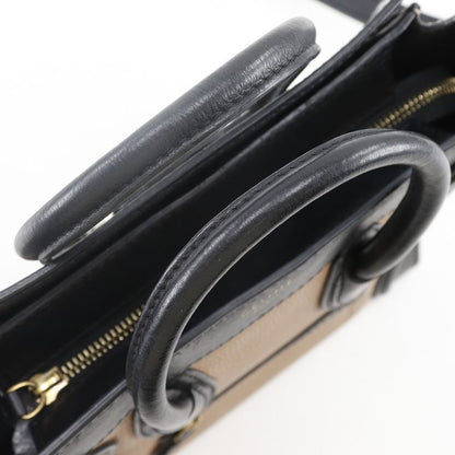 Celine Luggage Nano Shopper Bicolor 2WAY Shoulder Calf Black/brown/off White