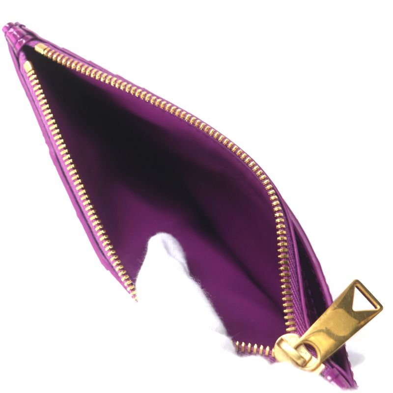 Bottega Veneta Cassette Long Zipper Card Case Maxi Intrecciato Croc Shape