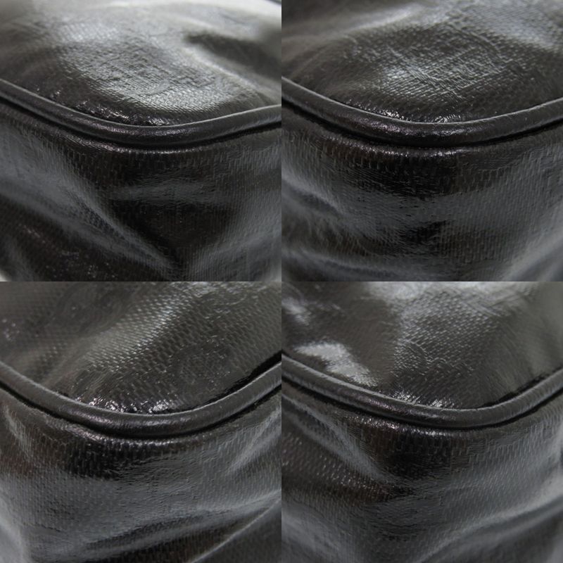 Gucci 760342 GG Crystal Leather Black Shoulder Bag Black 0458 Gucci