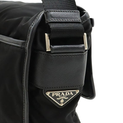 Prada Shoulder Bag Messenger Bag Crossbody Nylon Leather NERO Black Silver