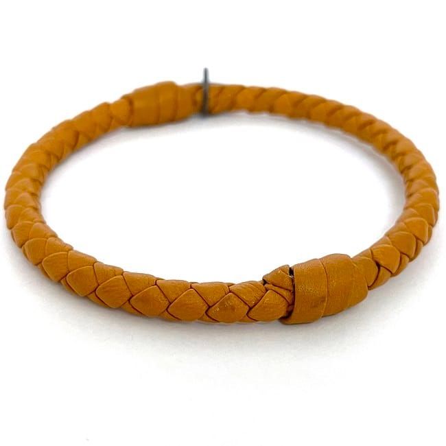 Bottega Veneta Bangle In Camel Brown Intrecciato