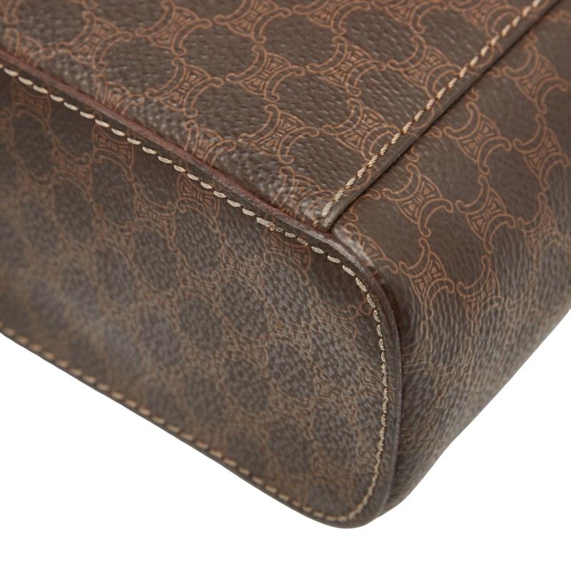 Celine Macadam Vanity Bag Cosmetic Pouch Brown PVC Leather Women Celine