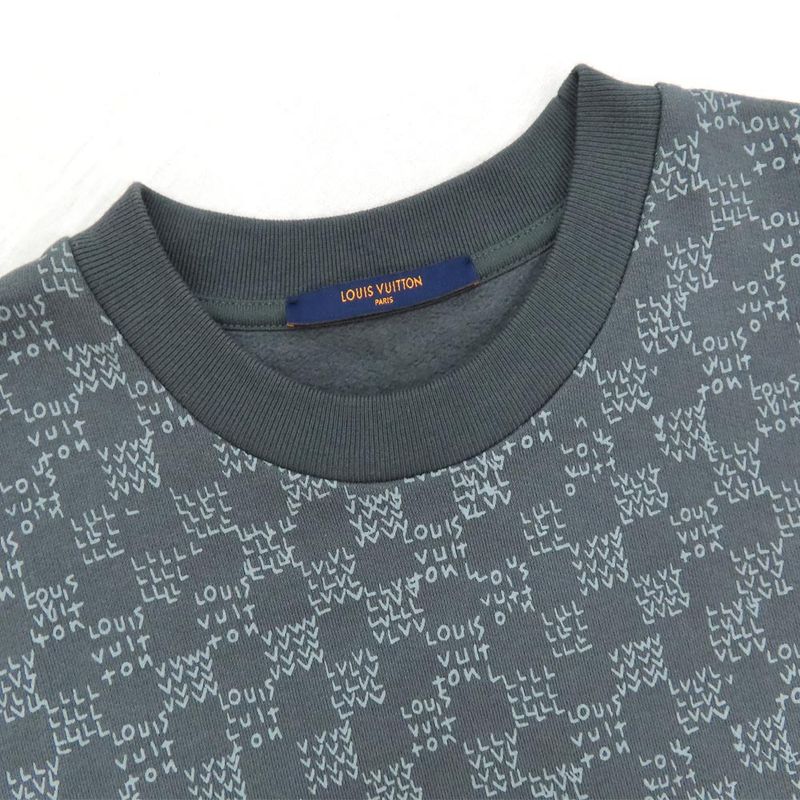 Louis Vuitton Damier Spread Printed Sweat Crew Neck Shirt L Gray
