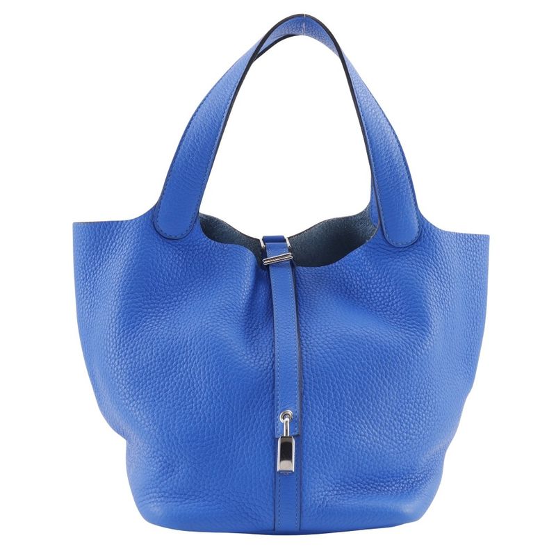 Hermes Picotin Lock MM Taurillon Clemence Blue Idylla Blue X Ladies Handbag