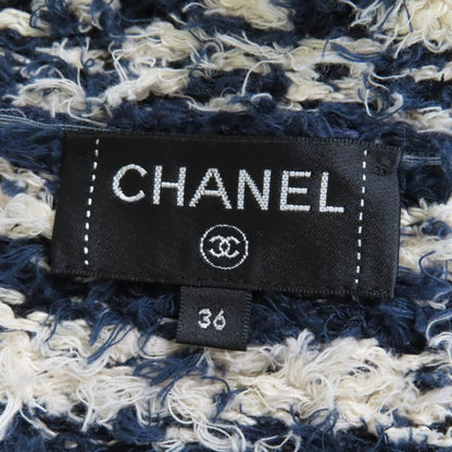 CHANEL P70340k10023 Linen Cotton Coco Button Tweed Jacket Navy 36 Made In Italy