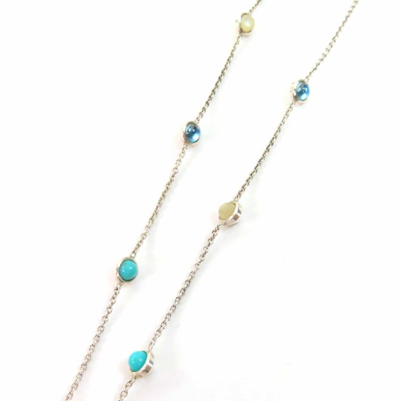 Gucci 527399 Double G Mother-of-pearl Necklace Current Ag925 Colored Stone