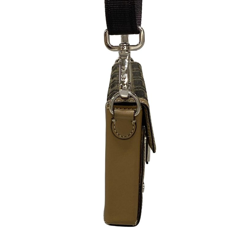 Fendi Shoulder Bag Baguette Soft Trunk Phone Pouch 7as139 Brown And Black Phone