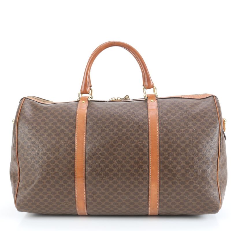 Vintage Celine Macadam Triomphe Leather Boston Bag Business Travel Tote Travel