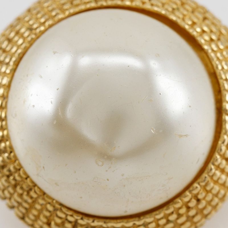 Chanel Vintage Gold Plated And Faux Pearl Ladies 29.5g Earrings