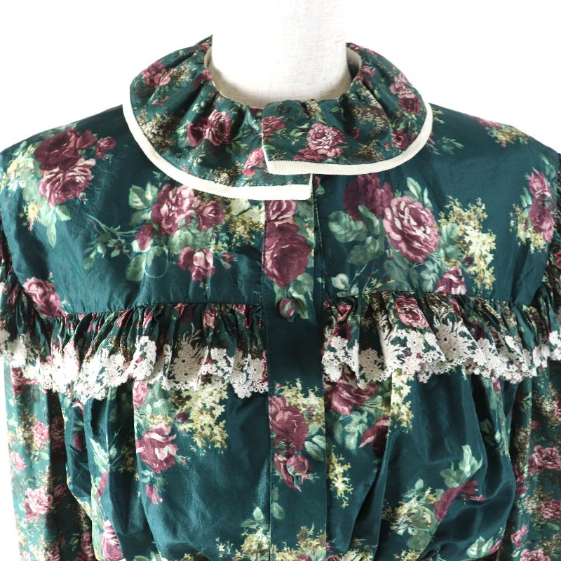 Louis Vuitton 19AW Cotton Silk Floral Pattern Ruffle Lace Long Sleeve Blouse