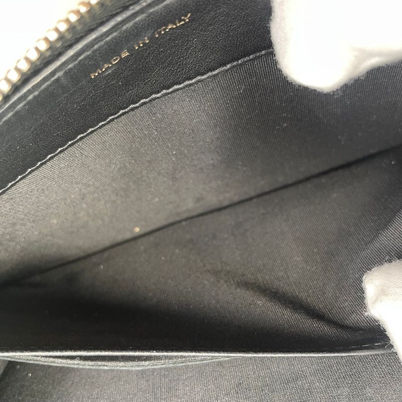 Em0840 Chanel Women's Long Wallet Pearl Zippy Wallet Black Beige