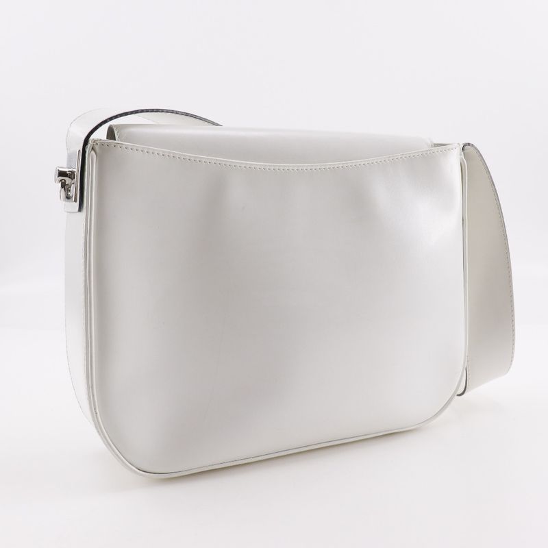Celine One Shoulder Leather White Women's Shoulder Bag