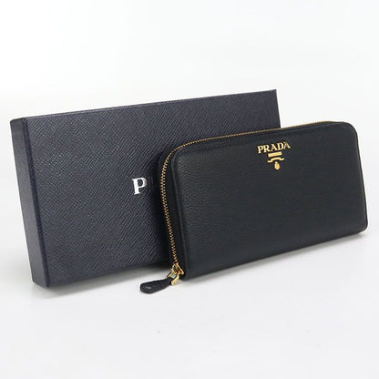 Prada Zip Around Vitero Leather 1ml506 Long Wallet Round Zipper Leather Women