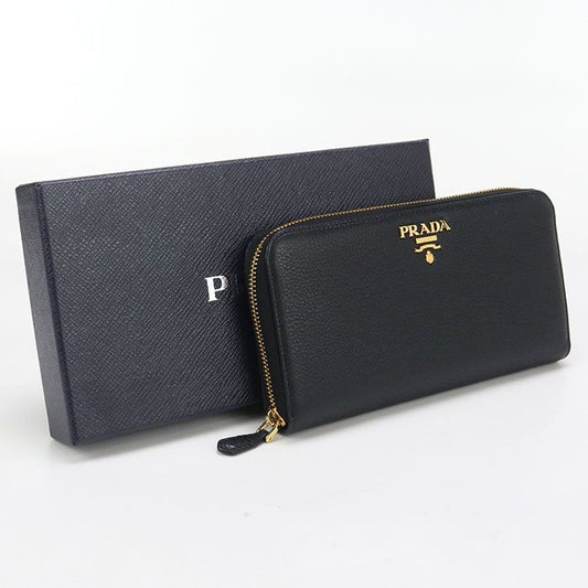 Prada Zip Around Vitero Leather 1ml506 Long Wallet Round Zipper Leather Women