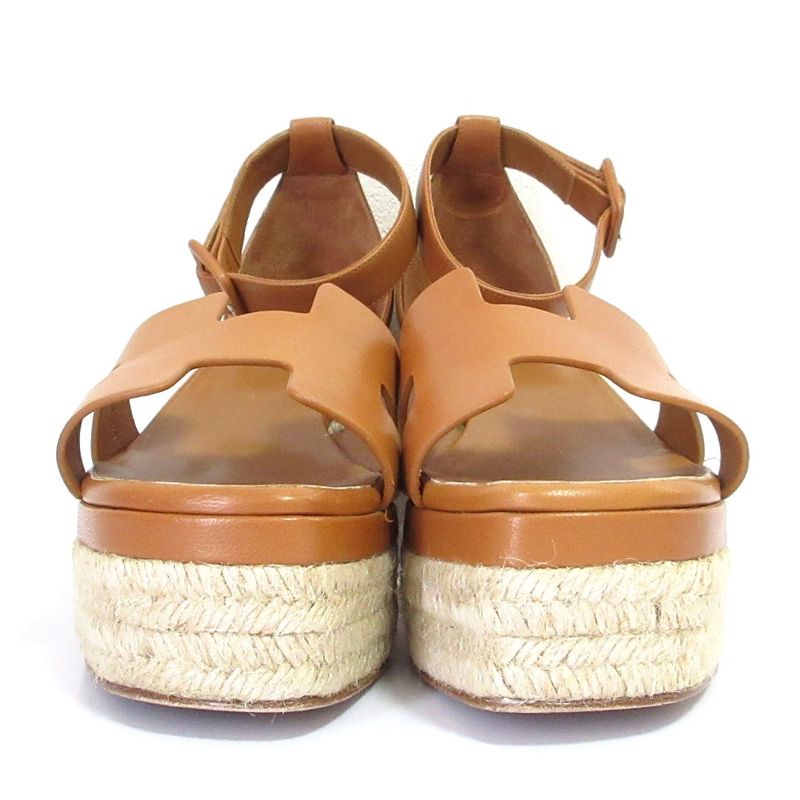 Hermes Espadrille Elda Sandals Size 39 Approx 25.5cm (10.04in) Brown Women's