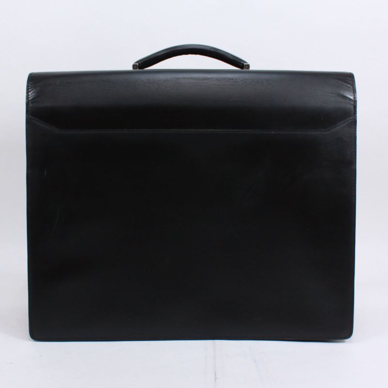 Cartier Doctor's Bag Leather Black Handbag Silver