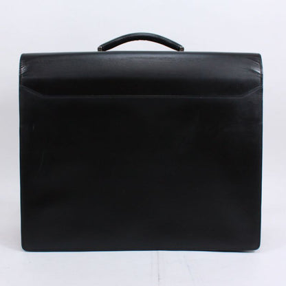 Cartier Doctor's Bag Leather Black Handbag Silver