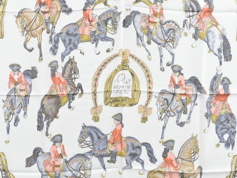Authentic Hermes Scarf Carré 90 Reprise Riding Landscape Scarf Shawl Bandana