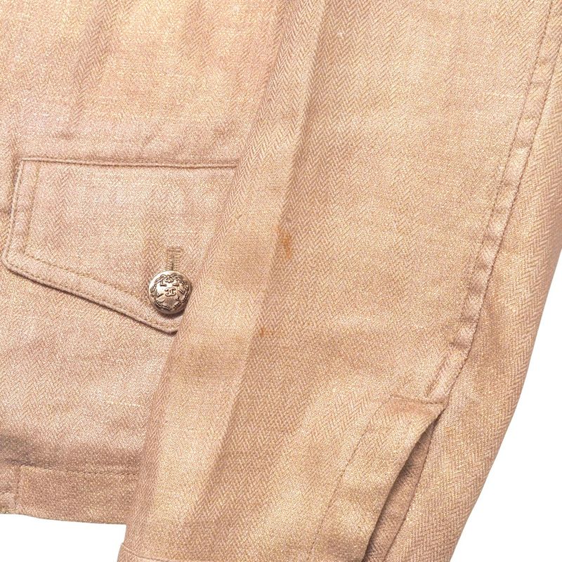 Chanel Tailored Jacket Size 42 05P CC Coco Mark Button Linen And Silk Single