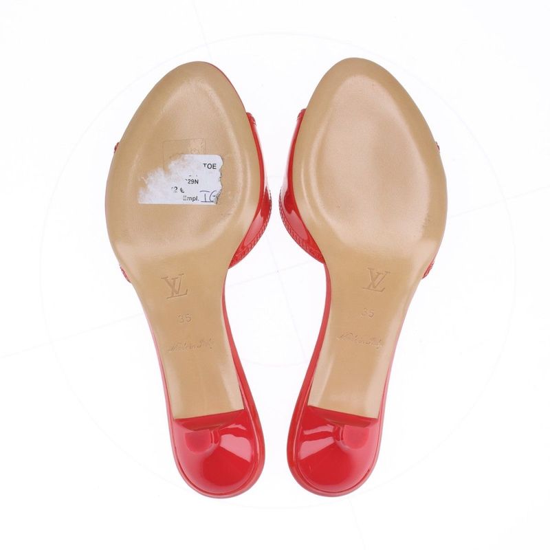 Louis Vuitton 08 Butterfly V Mark Patent Leather Mules Women's 35 Bl0048 Red