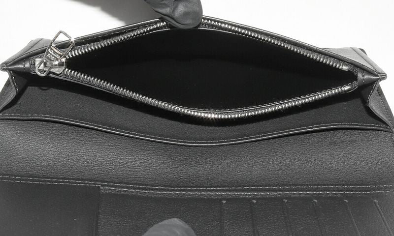 Louis Vuitton Zipper Long Wallet With Coin Purse Taurillon Leather Noir Black