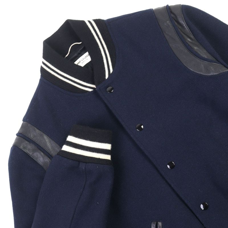 Saint Laurent Paris 14AW 354728 Wool Eddy Period Leather Switching Stajan Teddy