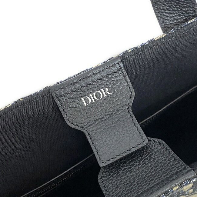 Christian Dior Tote Bag Navy Gray Oblique