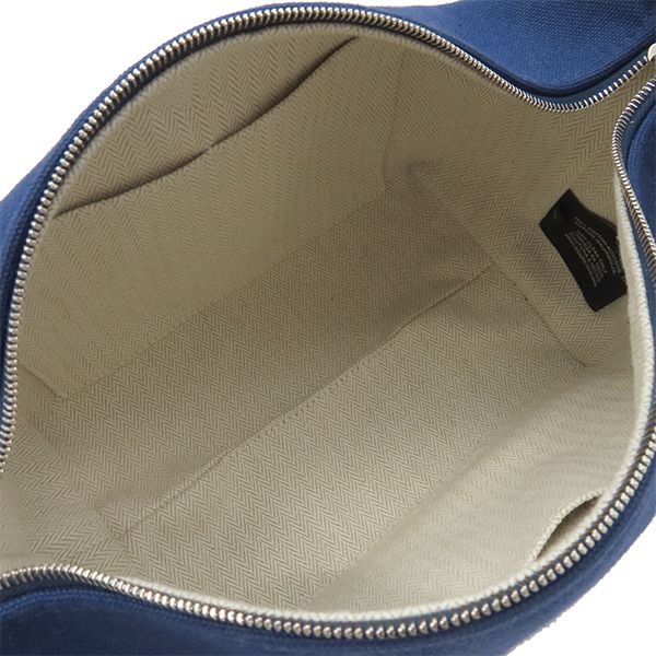 Hermes Pouch Brid a Black PM Toile Ash Marine Silver Hardware Navy Blue Handbag