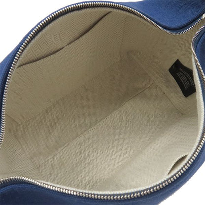 Hermes Pouch Brid a Black PM Toile Ash Marine Silver Hardware Navy Blue Handbag