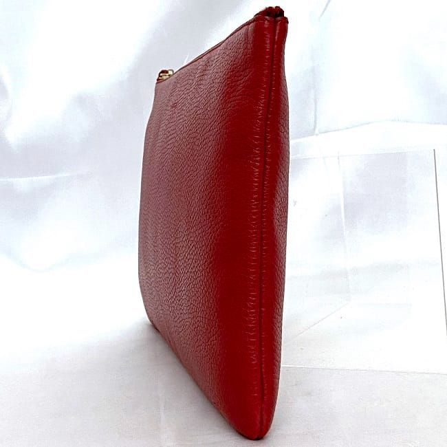 Gucci Clutch Bag Red Bamboo 449653 Excellent Condition Pouch Leather