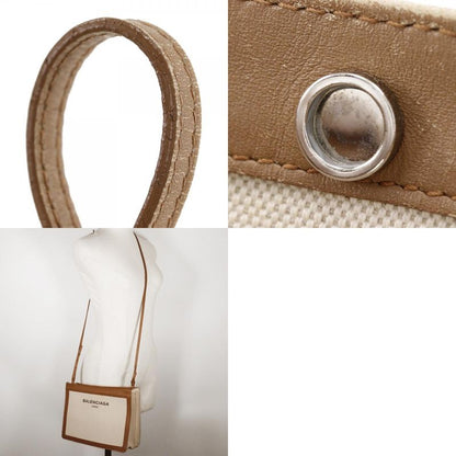 Balenciaga Navy Pochette 339937 Canvas And Leather Brown Women's Shoulder Bag