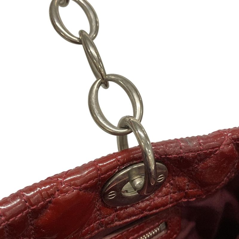 Dior/christian Dior Tote Bag Canage Stitch Red Chain Shoulder Leather