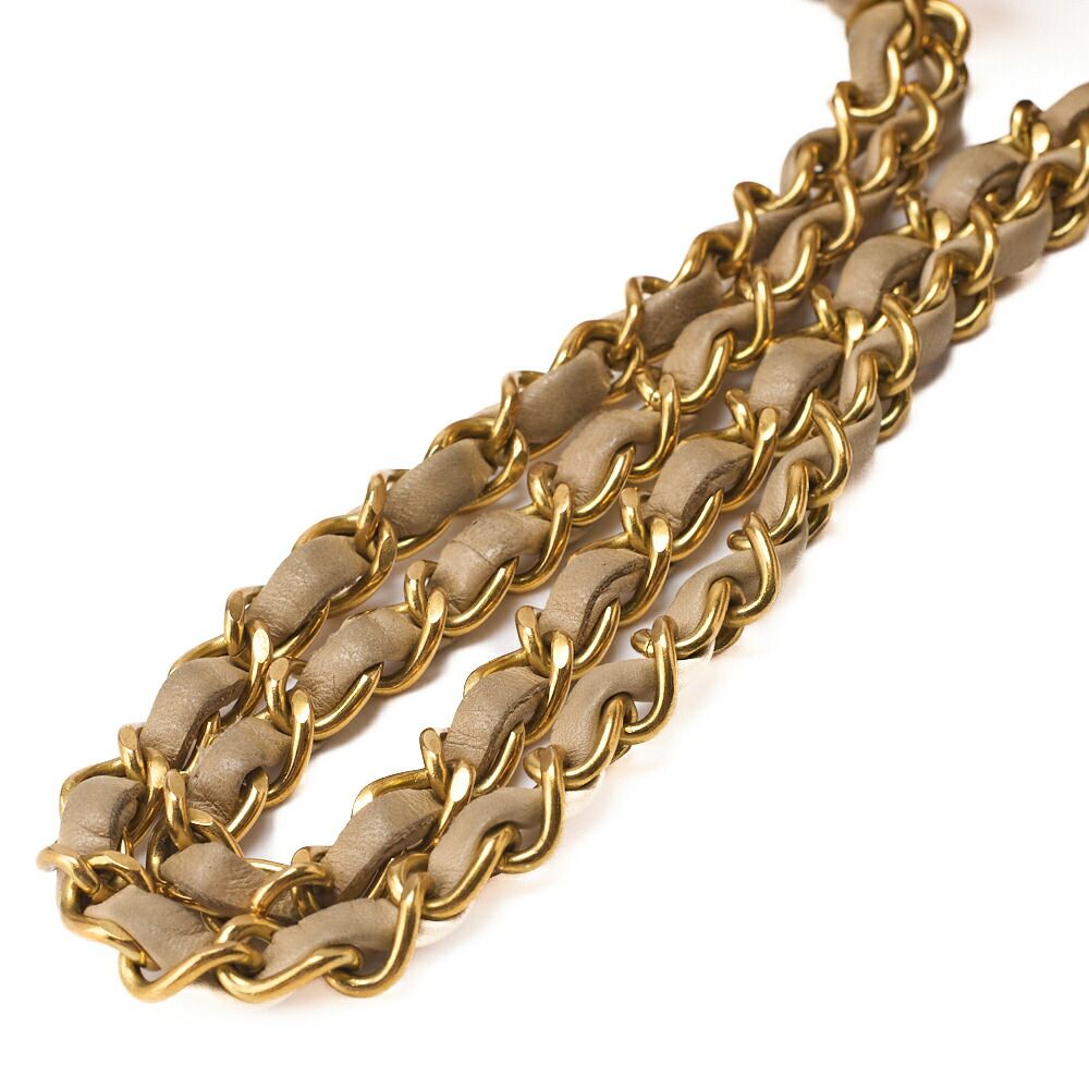 Chanel Chain Shoulder Bag Matelasse 25cm (984in) Double Flap Lambskin Beige